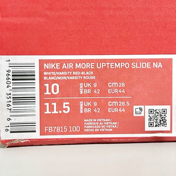 Nike Air More Uptempo “White Black Red” Men’s Size 10 Cushioned Lifestyle Slides main image 9